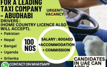 License Taxi Driver needed for Abu Dhabi