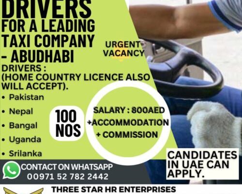 License Taxi Driver needed for Abu Dhabi