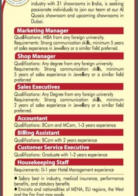 Urgently Required Staff For Al Muqtadir Gold